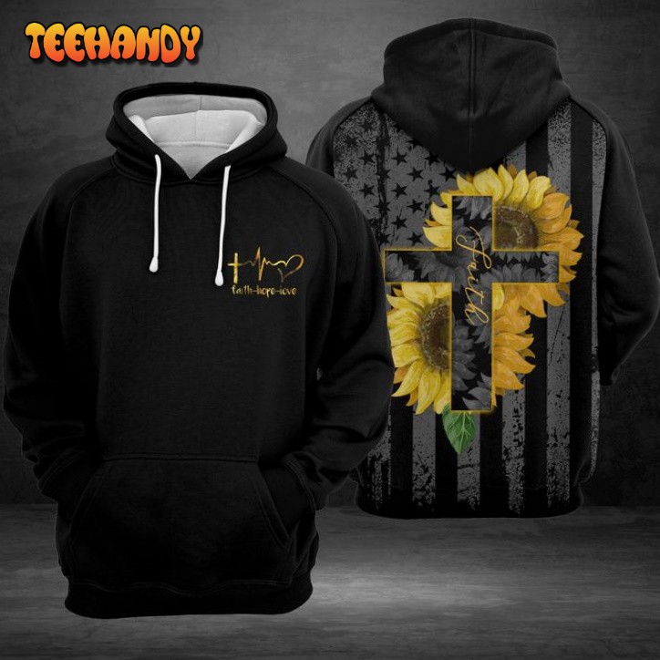 Faith Love Hope Sunflower 3D Printed HoodieZipper Hoodie