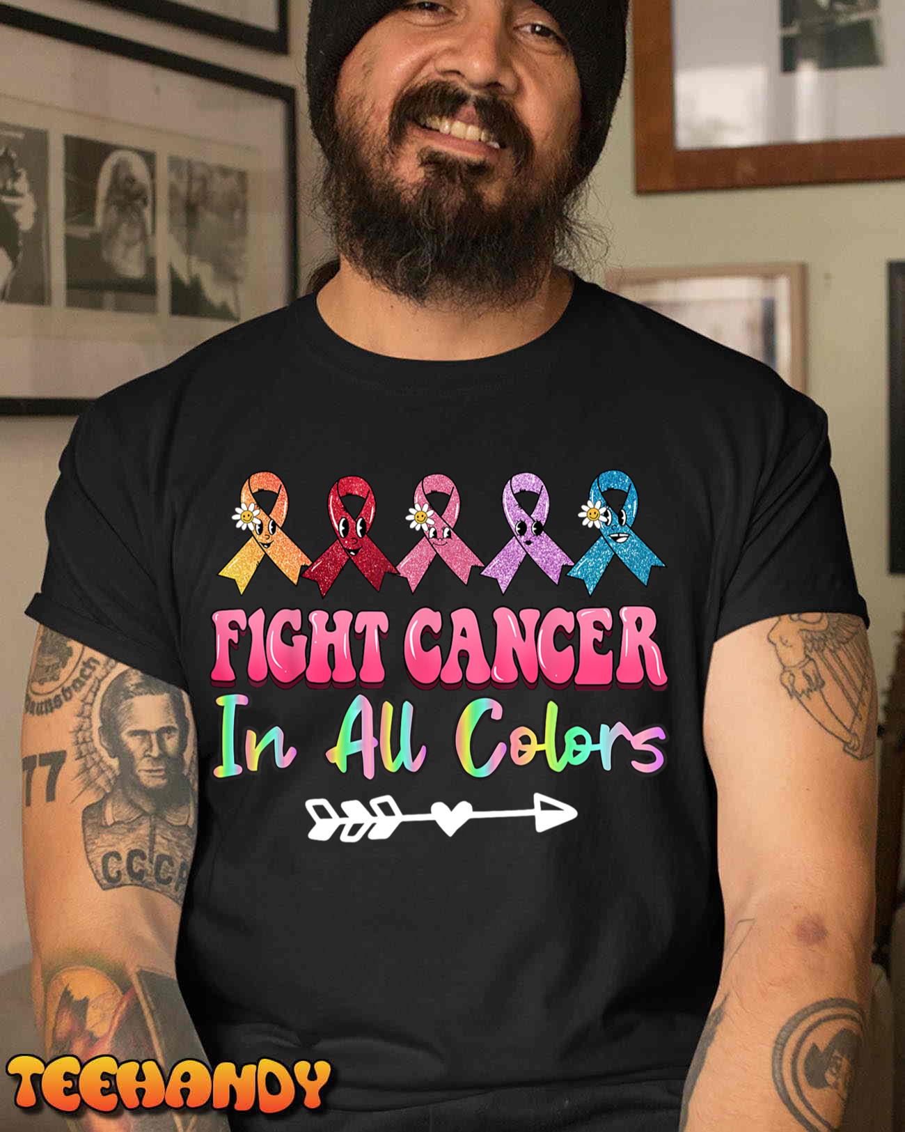 Fight Cancer In All Color Feather Breast Cancer Awareness Unisex T-Shirt