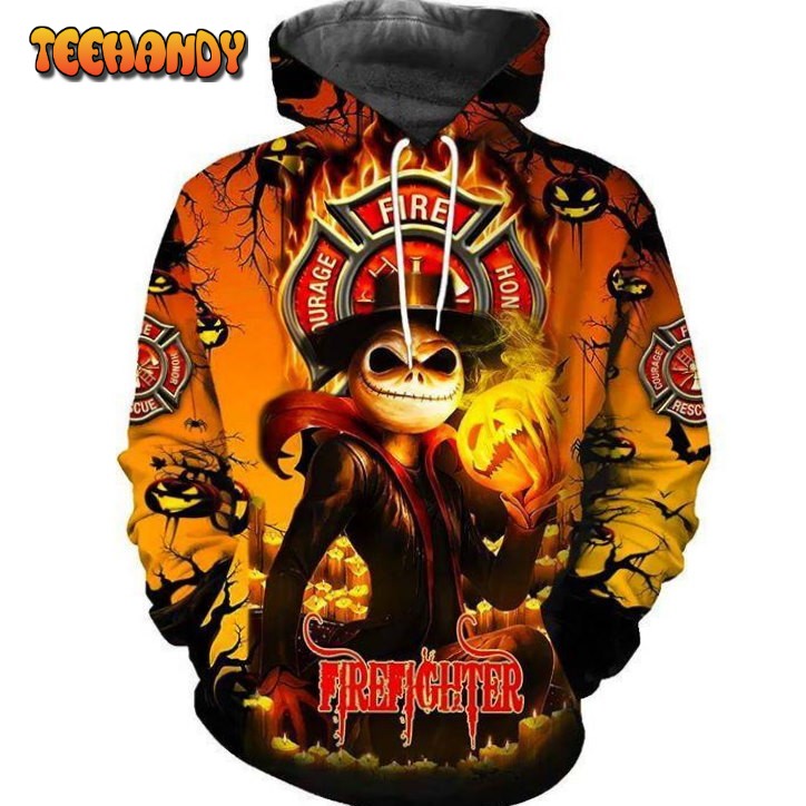 Firefighter Jack Skellington 3D Printed HoodieZipper Hoodie