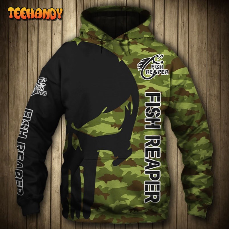 Fishing Camouflage Punisher Fish Reaper 3D Printed HoodieZipper Hoodie