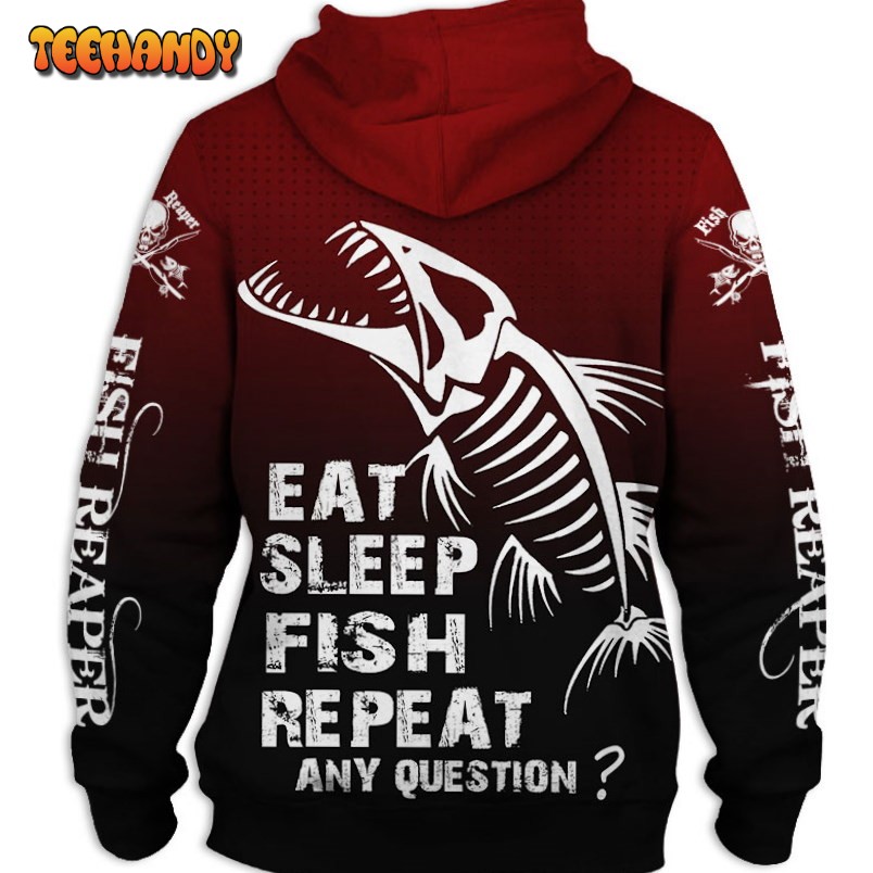 Fishing Eat Sleep Fish Repeat 3D Printed HoodieZipper Hoodie