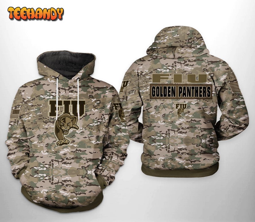 FIU Golden Panthers NCAA Camo Veteran 3D Printed HoodieZipper Hoodie