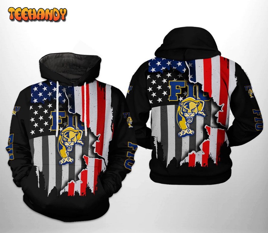 FIU Golden Panthers NCAA US Flag 3D Printed HoodieZipper Hoodie