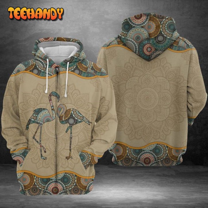 Flamingo Mandala 3D Printed HoodieZipper Hoodie