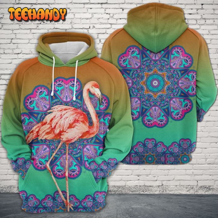 Flamingo Pink Mandala 3D Printed HoodieZipper Hoodie