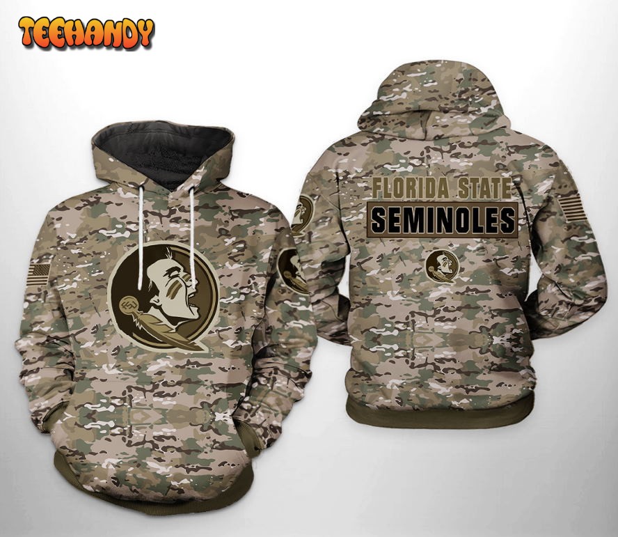 Florida State Seminoles NCAA Camo Veteran 3D Printed HoodieZipper Hoodie