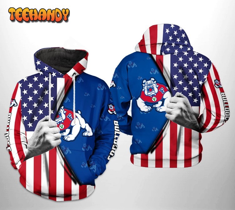 Fresno State Bulldogs NCAA US FLag 3D Printed HoodieZipper Hoodie