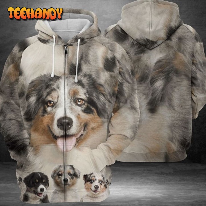 Funny Australian Shepherd 3D Printed HoodieZipper Hoodie