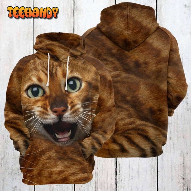 Funny Bengal Cat 3D Printed HoodieZipper Hoodie