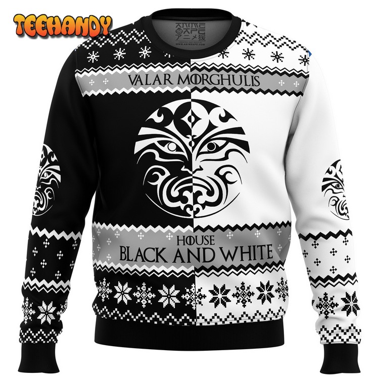 Game of Thrones House Black and White Ugly Christmas Sweater