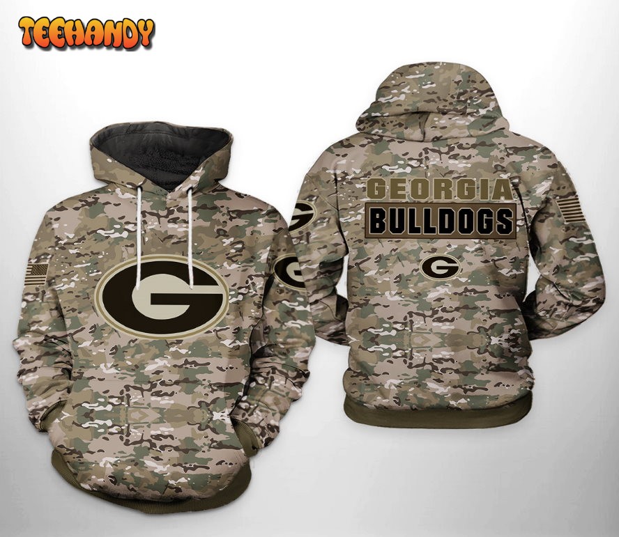 Georgia Bulldogs NCAA Camo Veteran 3D Printed HoodieZipper Hoodie