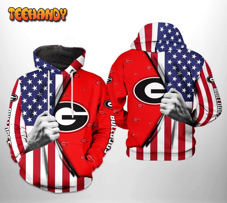 Georgia Bulldogs NCAA US FLag 3D Printed HoodieZipper Hoodie