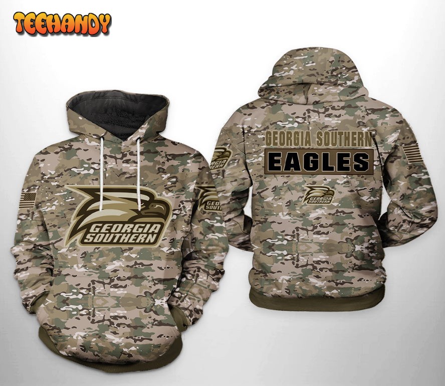 Georgia Southern Eagles NCAA Camo Veteran 3D Printed Hoodie