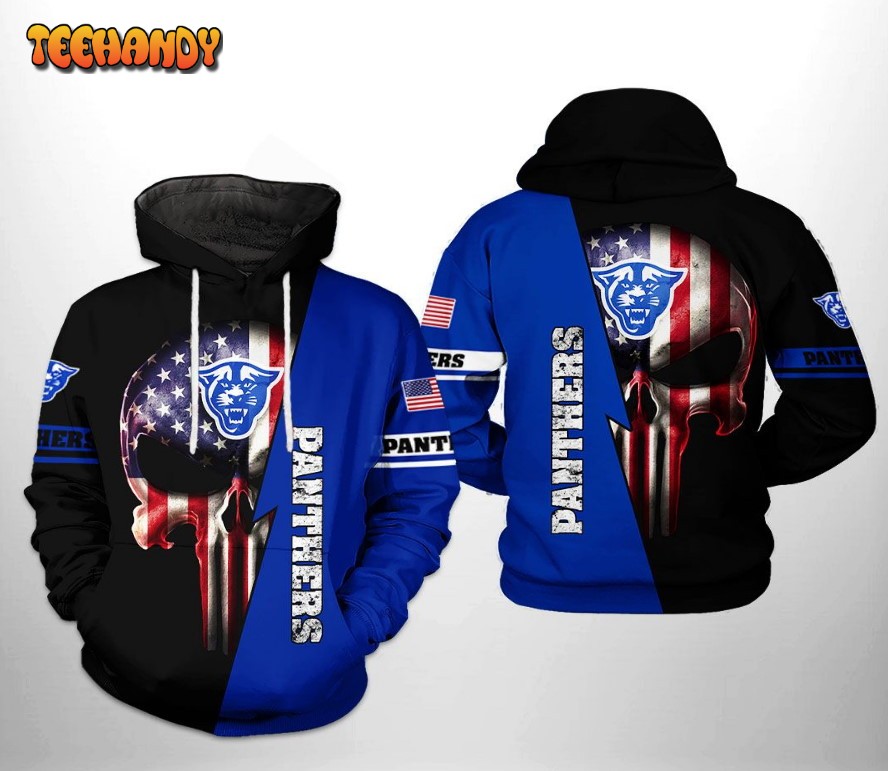 Georgia State Panthers NCAA US Flag Skull 3D Printed HoodieZipper Hoodie