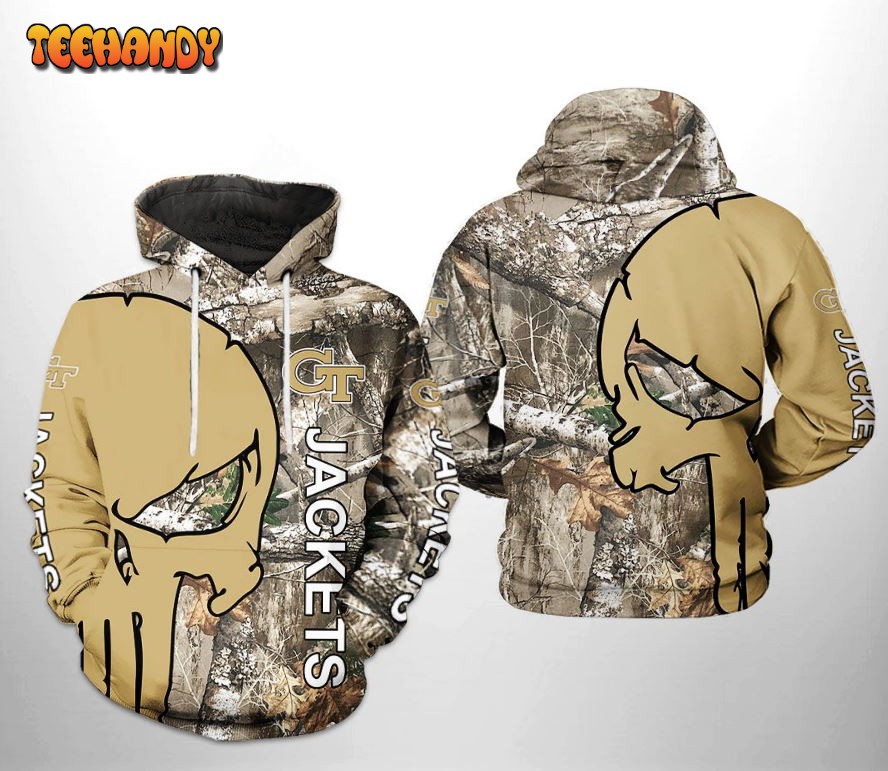 Georgia Tech Yellow Jackets NCAA Camo Veteran Hunting 3D Printed Hoodie