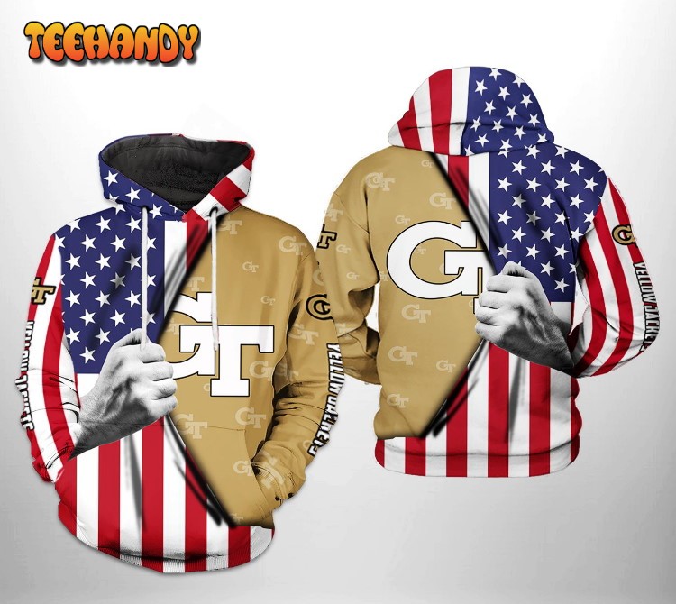 Georgia Tech Yellow Jackets NCAA US FLag 3D Printed HoodieZipper Hoodie