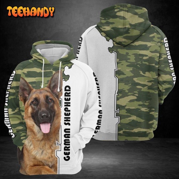 German Shepherd Camo Pattern 3D Printed HoodieZipper Hoodie