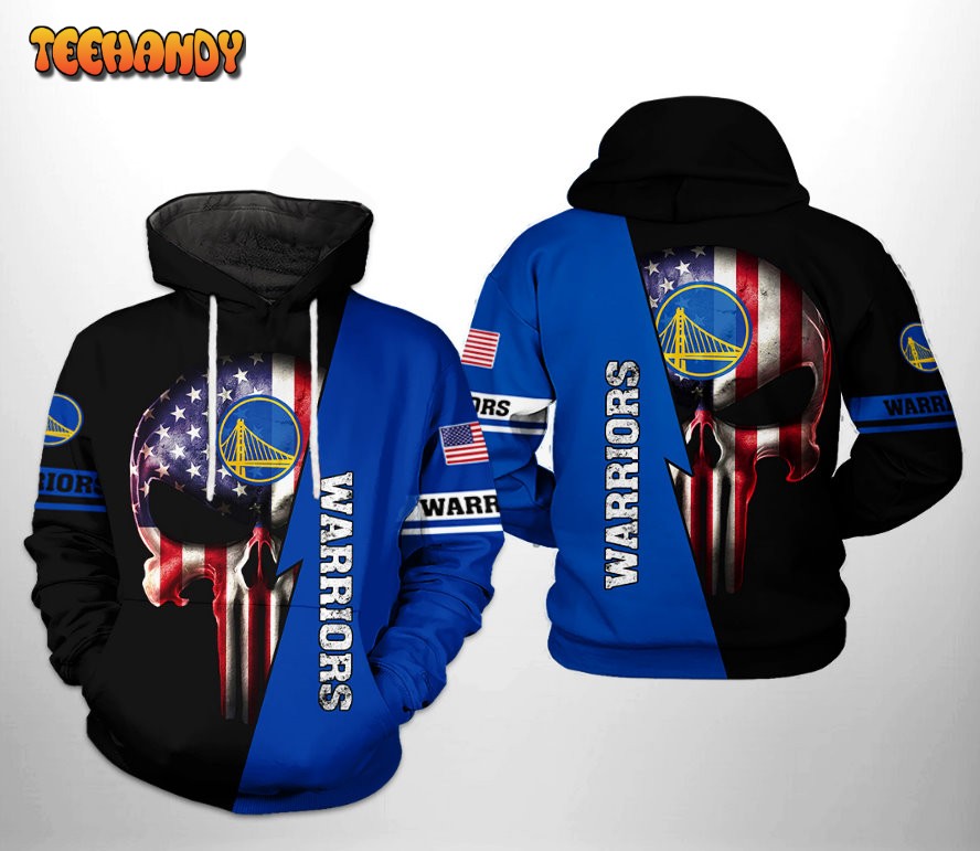 Golden State Warriors NBA US Flag Skull Team 3D Printed Hoodie