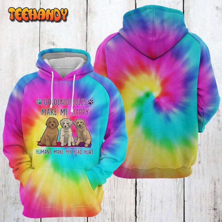 Goldendoodle Tie Dye 3D Printed HoodieZipper Hoodie