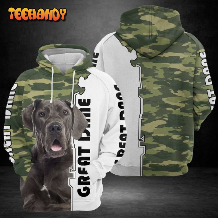 Great Dane Camo Pattern 3D Printed HoodieZipper Hoodie