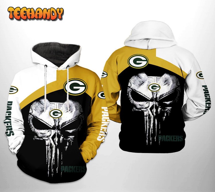 Green Bay Packers NFL Skull Punisher Team 3D Printed HoodieZipper Hoodie