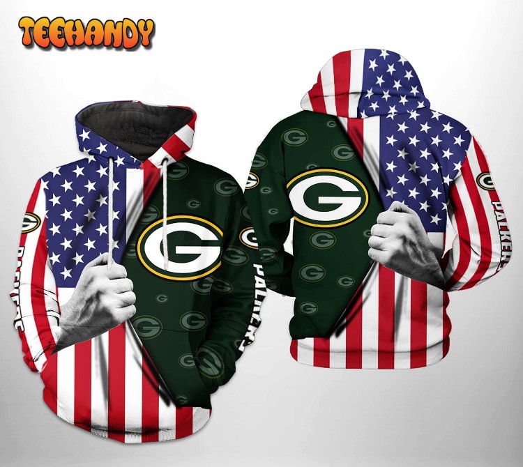 Green Bay Packers NFL US Flag Team 3D Printed HoodieZipper Hoodie