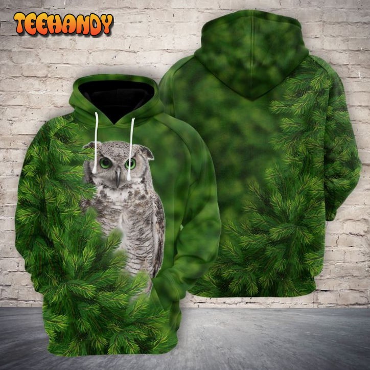 Green Eyes Owl 3D Printed HoodieZipper Hoodie