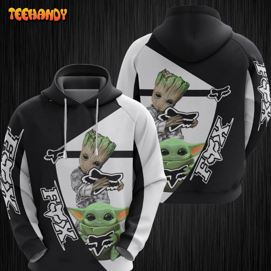 Groot Fox Baby Yoda 3D Printed HoodieZipper Hoodie