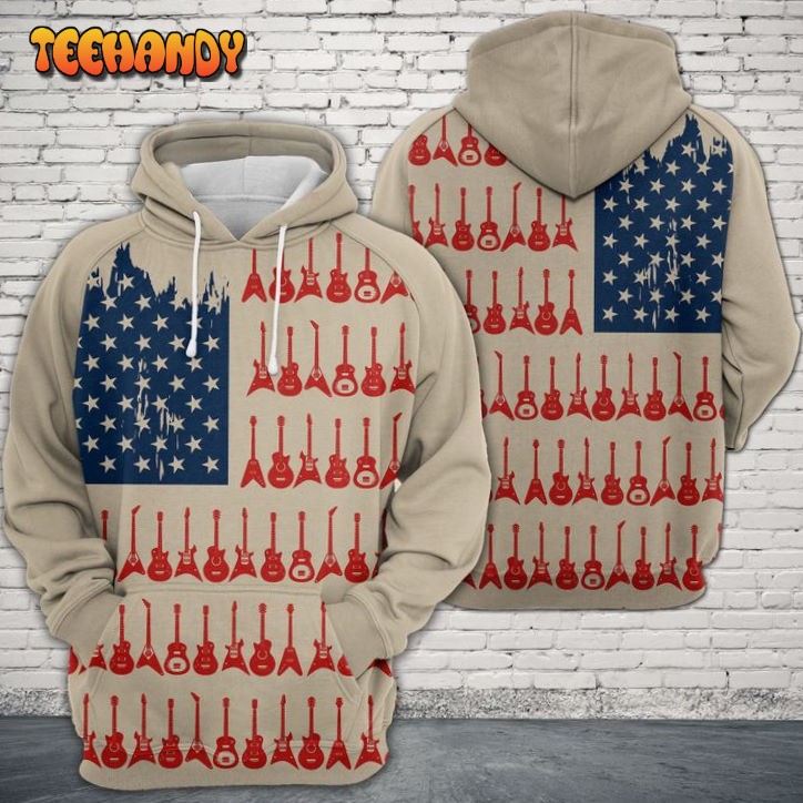 Guitar Usa Flag 3D Printed HoodieZipper Hoodie