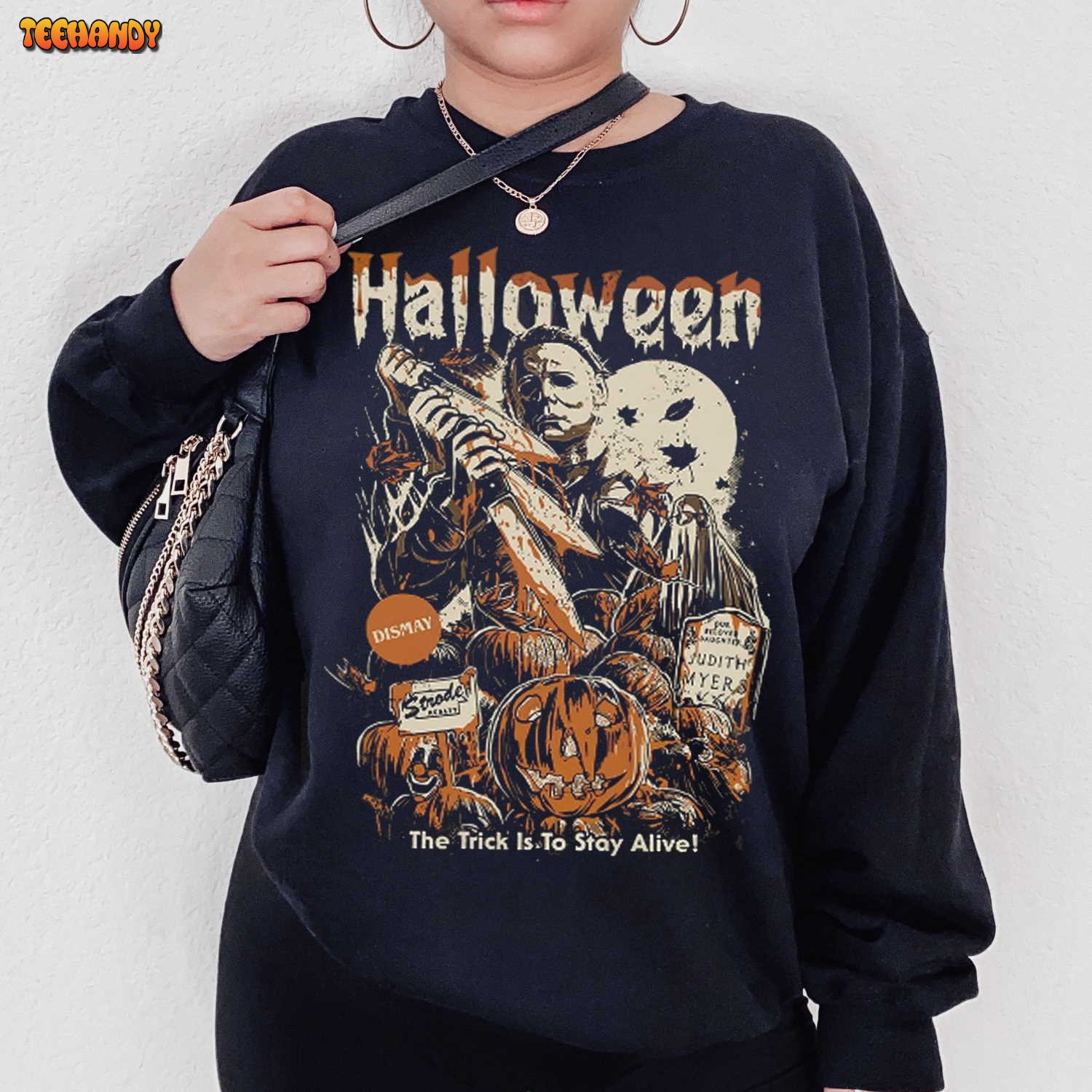 Halloween Horror Movie Crewneck Sweatshirt, Scream Horror Movie Shirt