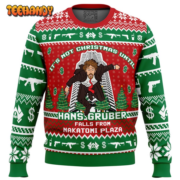 Hans Gruber Fall Nakatomi Plaza Die Hard Ugly Christmas Sweater