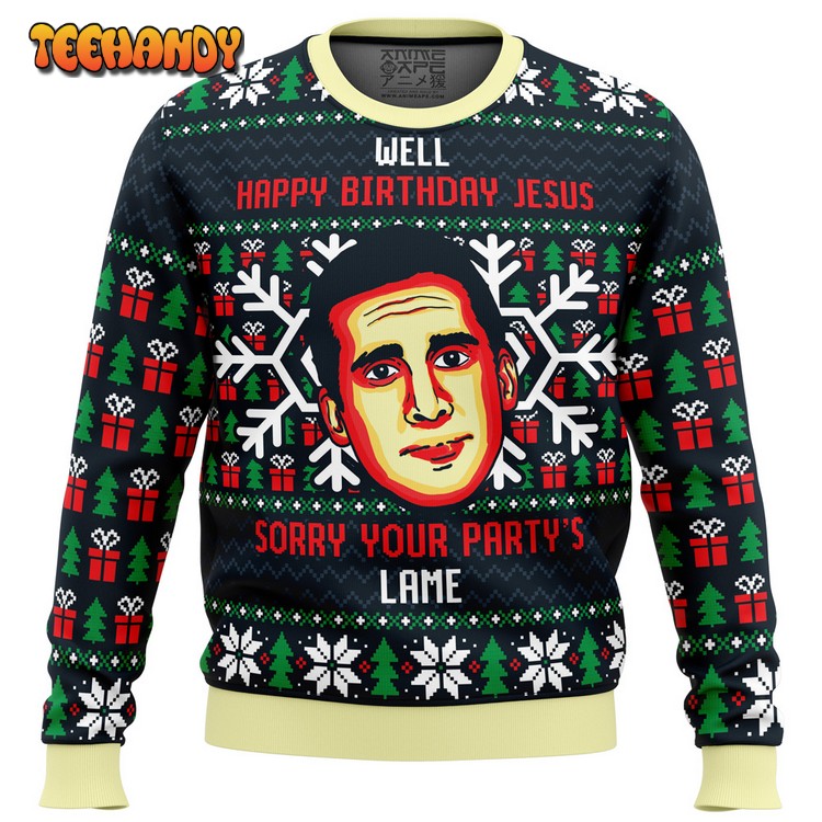 Happy Birthday Jesus Funny The Office Ugly Christmas Sweater