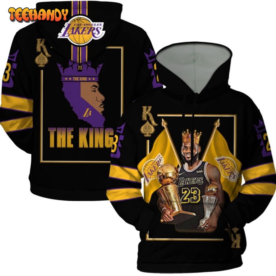 He King Lebron James Los Angeles Lakers Champion Trophy 3D Printed Hoodie