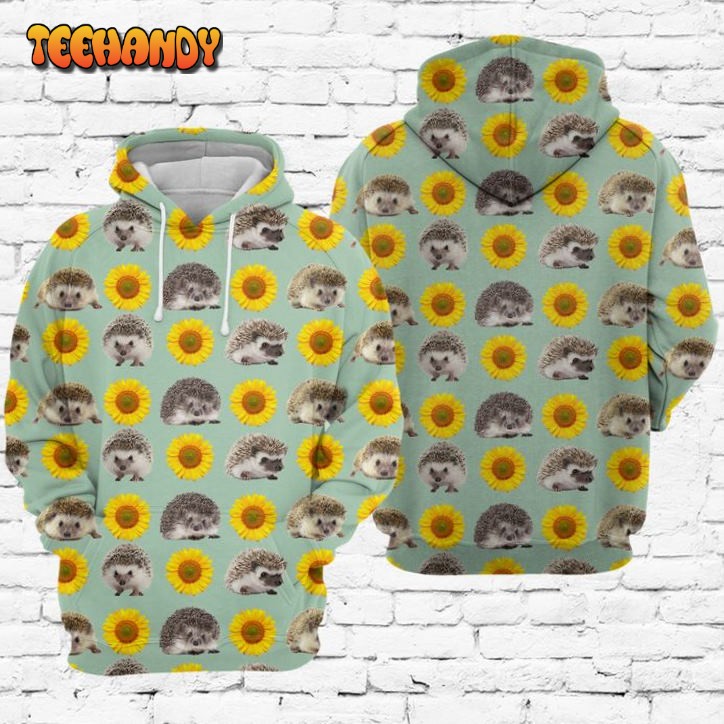 Hedgehog And Sunflower 3D Printed HoodieZipper Hoodie