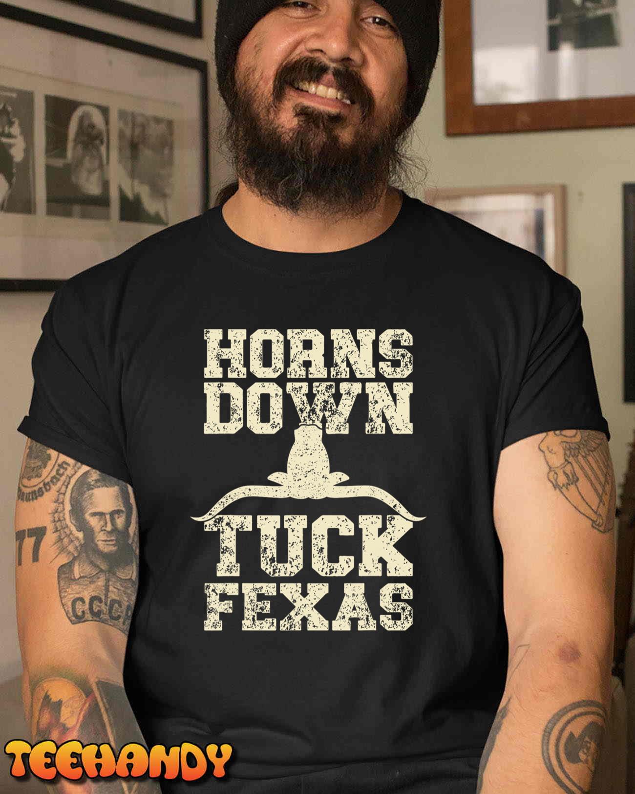 Horns Down Tuck Fexas Game Day Oklahoma Beat Texas T-Shirt