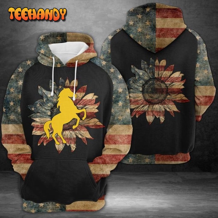 Horse American Flag 3D Printed HoodieZipper Hoodie