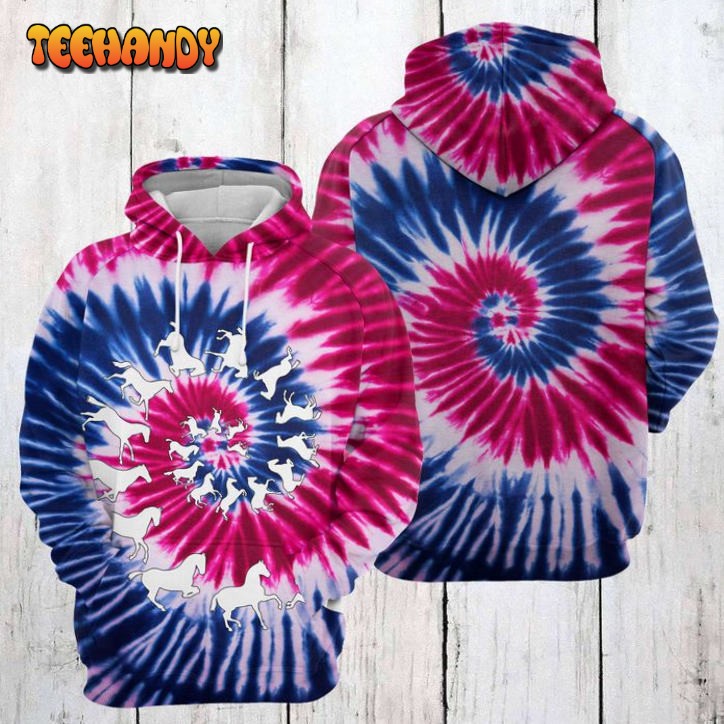 Horse Tie Dye 3D Printed HoodieZipper Hoodie