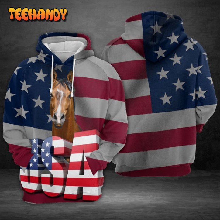 Horse Us Flag 3D Printed HoodieZipper Hoodie