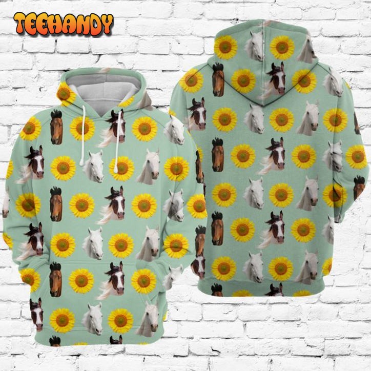 Horses And Sunflowers 3D Printed HoodieZipper Hoodie