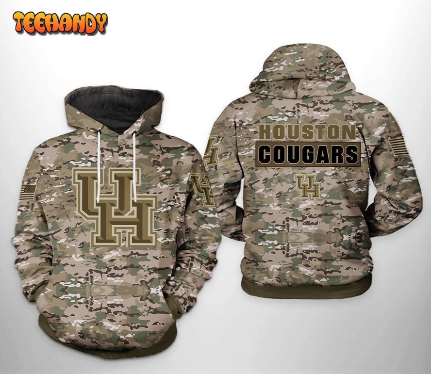 Houston Cougars NCAA Camo Veteran 3D Printed HoodieZipper Hoodie