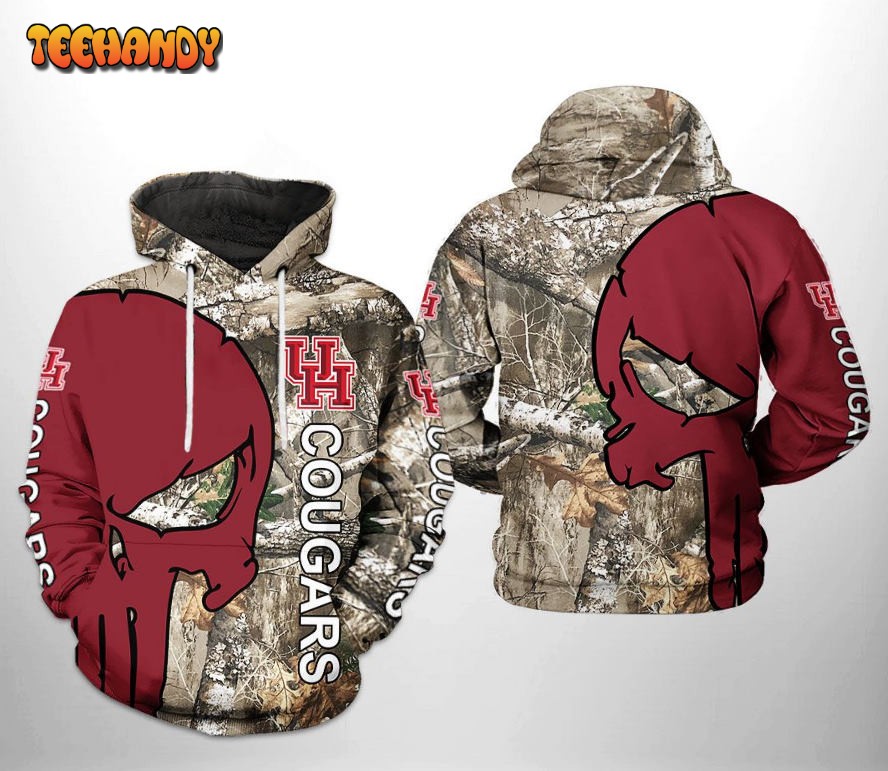 Houston Cougars NCAA Camo Veteran Hunting 3D Printed Hoodie