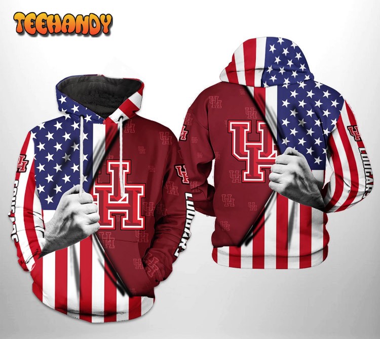 Houston Cougars NCAA US Flag 3D Printed HoodieZipper Hoodie