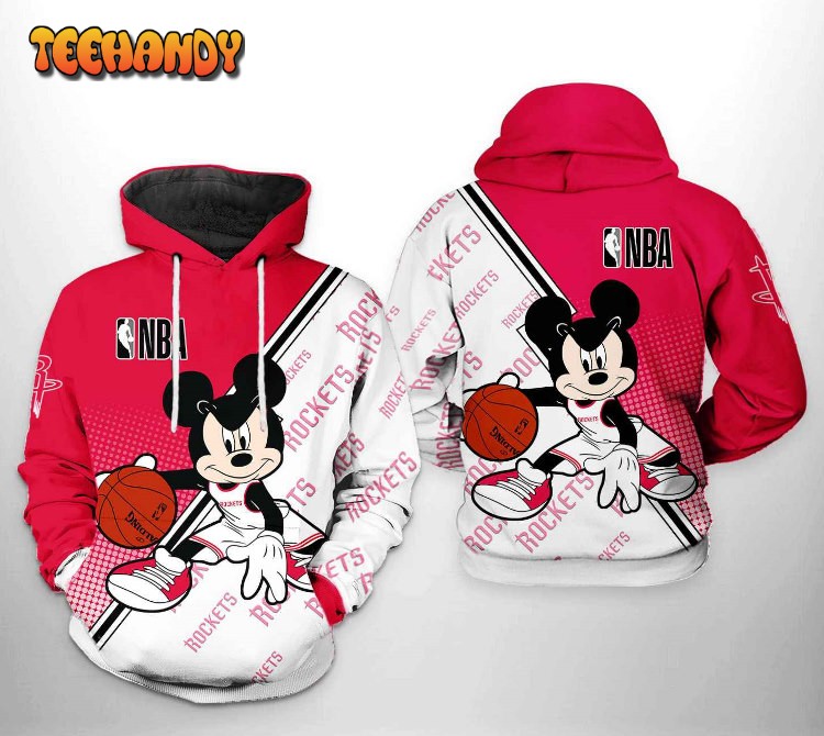 Houston Rockets NBA Mickey 3D Printed HoodieZipper Hoodie