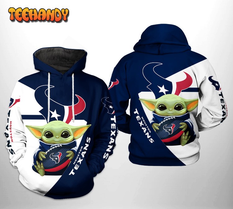 Houston Texans NFL Baby Yoda Team 3D Printed HoodieZipper Hoodie