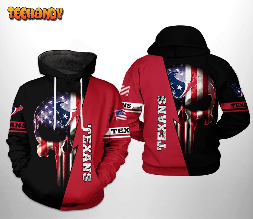 Houston Texans NFL US Flag Skull Team 3D Printed HoodieZipper Hoodie