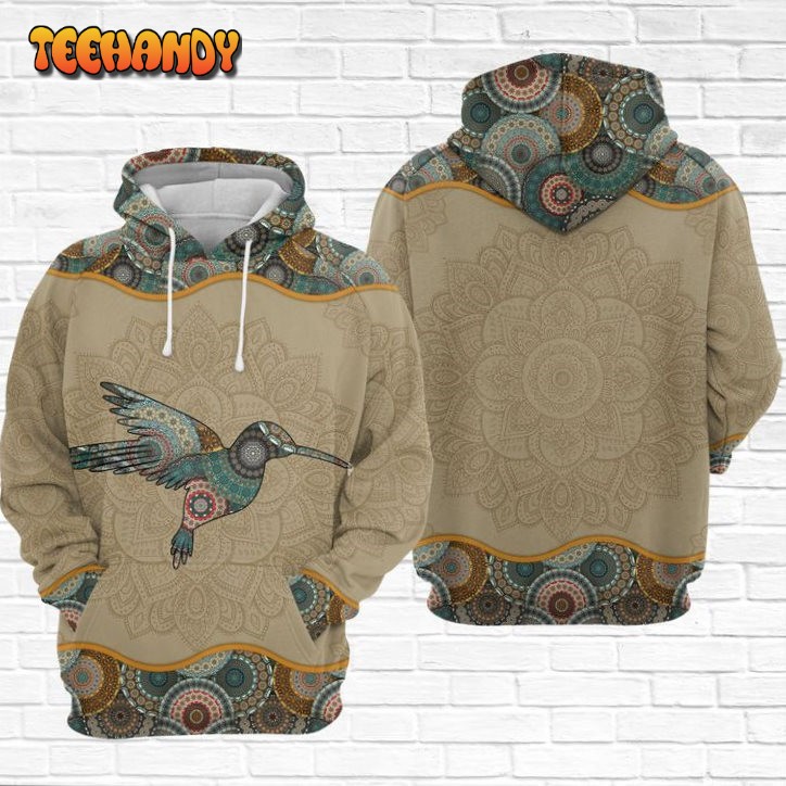 Hummingbird Mandala 3D Printed HoodieZipper Hoodie