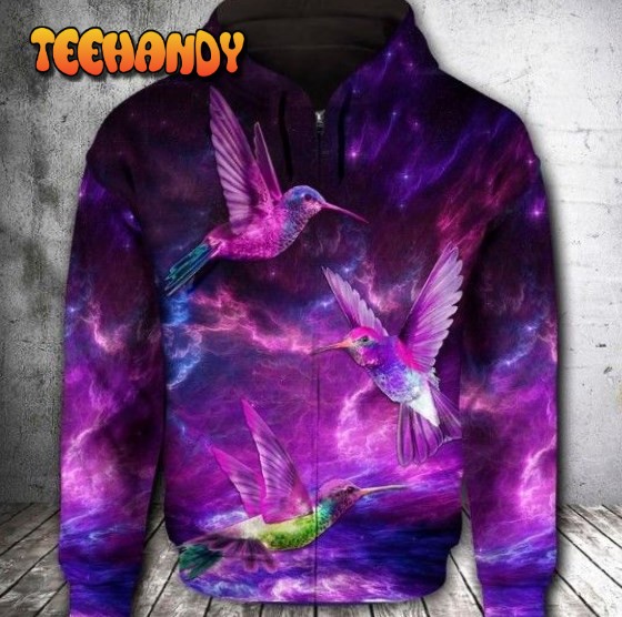 Hummingbird Purple 3D Printed HoodieZipper Hoodie