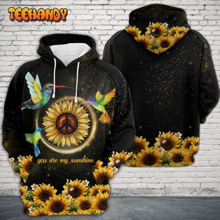 Hummingbird With Sunflower 3D Printed HoodieZipper Hoodie