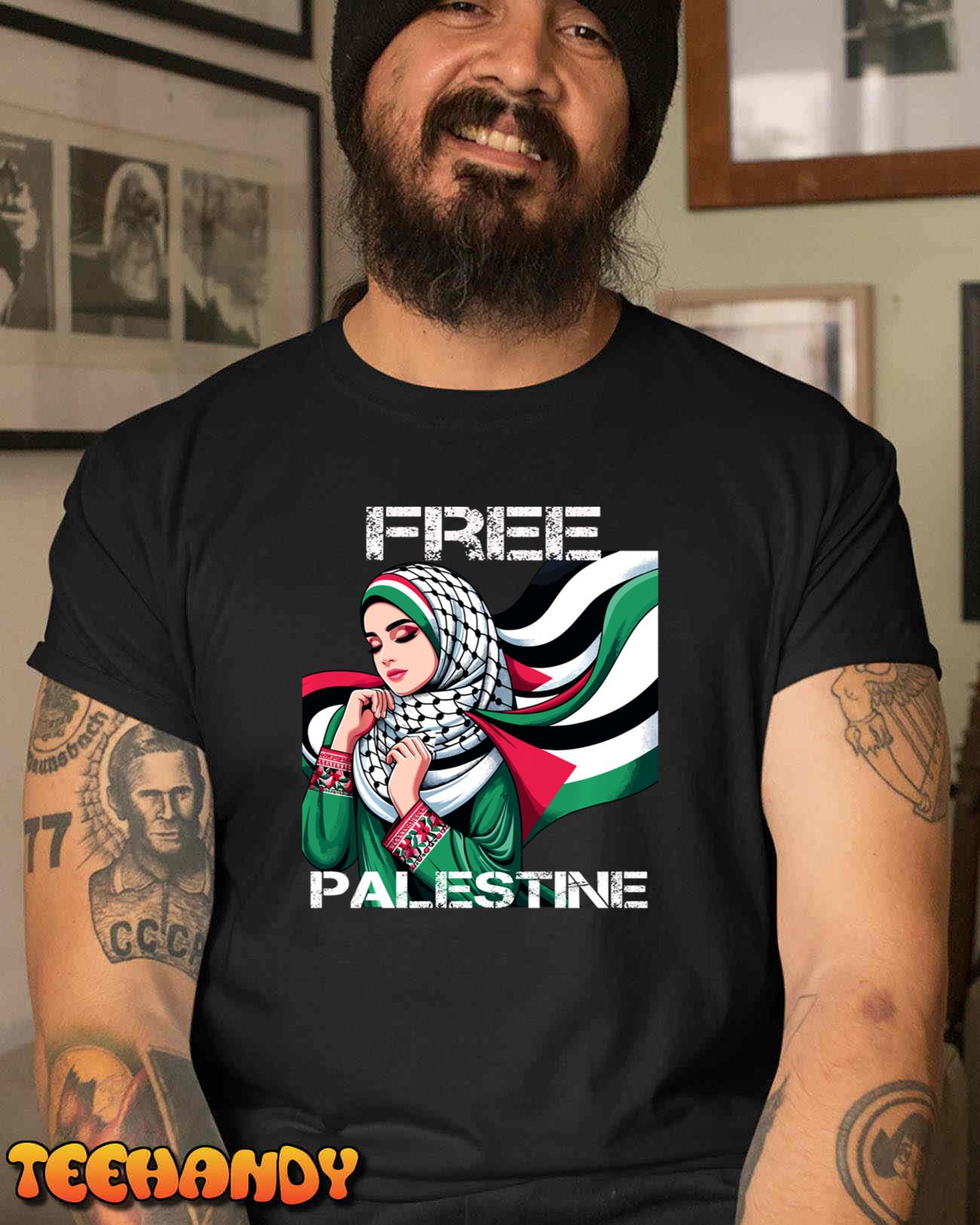 I Love Free Palestine Flag Save Gaza Strip Palestinian Long Sleeve T-Shirt