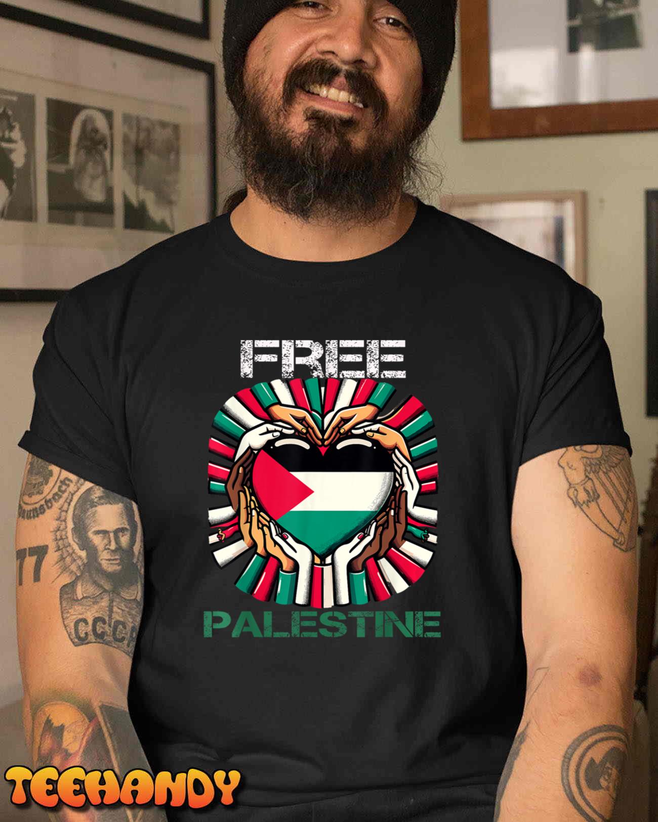 I Love Free Palestine Flag Save Gaza Strip Palestinian Pullover Hoodie